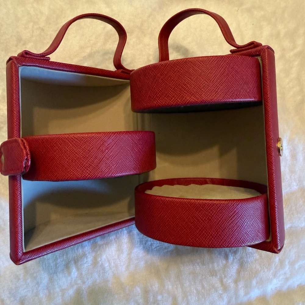 Red Saffiano Leather Jewelry Travel Case